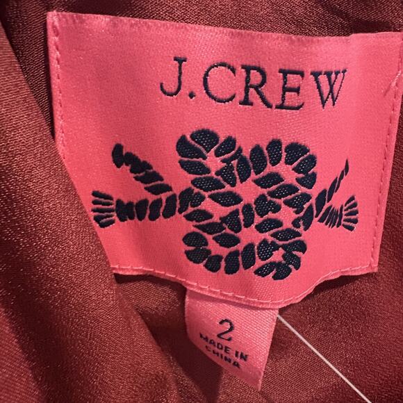 NWT J Crew Dress Womens 2 Pink Red Plaid One Shoulder Bow Silk Blend Cocktail - Picture 2 of 14
